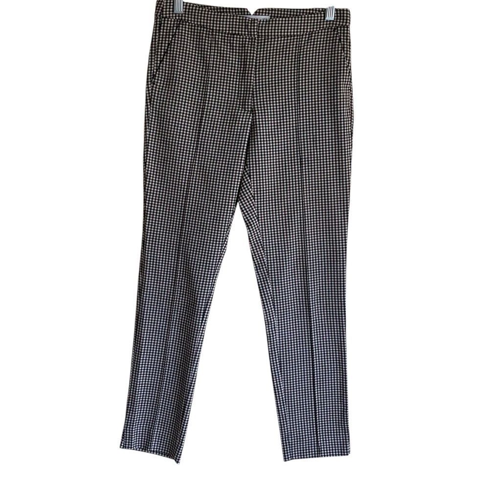 Mango Plaid Dress Pants Suit Pants Pintuck Front Skinny Fit Career Wear Sz 6